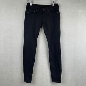 True Religion Stella Skinny Pants Womens 26 Black Low Rise USA Made WN93592T7